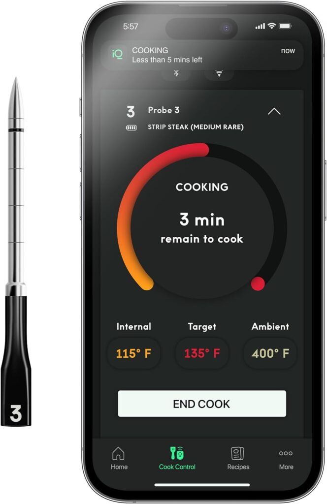 Chef iQ Smart Wireless Meat Thermometer, Unlimited Range, Bluetooth  WiFi Enabled, Digital Cooking Thermometer with Ultra-Thin Probe for Remote Monitoring of BBQ, Oven, Smoker, Air Fryer, Stove