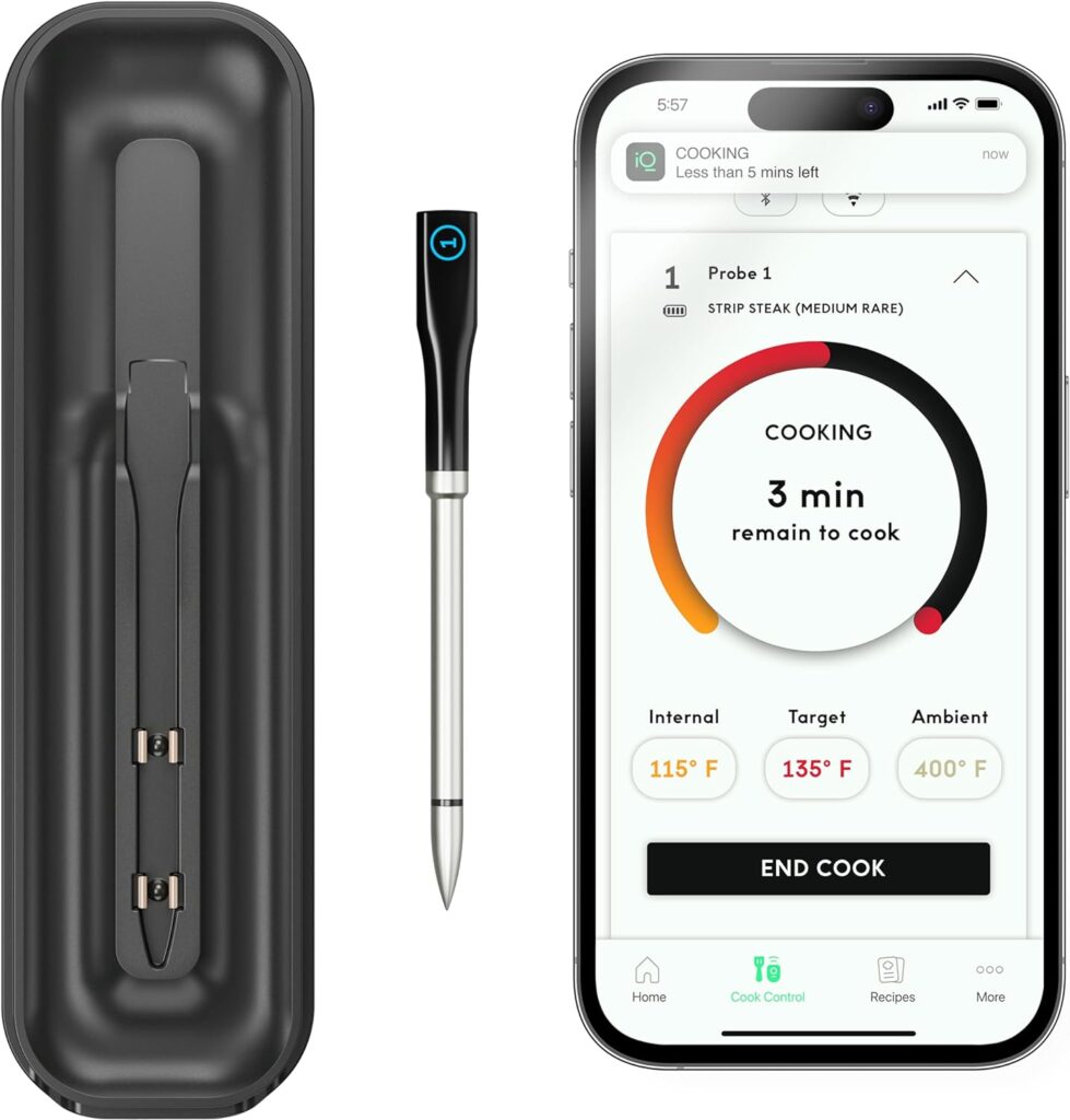 Chef iQ Smart Wireless Meat Thermometer, Unlimited Range, Bluetooth  WiFi Enabled, Digital Cooking Thermometer with Ultra-Thin Probe for Remote Monitoring of BBQ, Oven, Smoker, Air Fryer, Stove