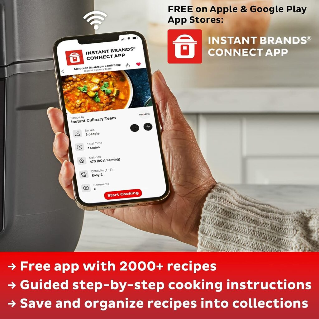 Instant 6 Quart Air Fryer Oven, 4-in-1 Functions, From the Makers of Instant Pot, Customizable Smart Cooking Programs, Nonstick and Dishwasher-Safe Basket, App With Over 100 Recipes