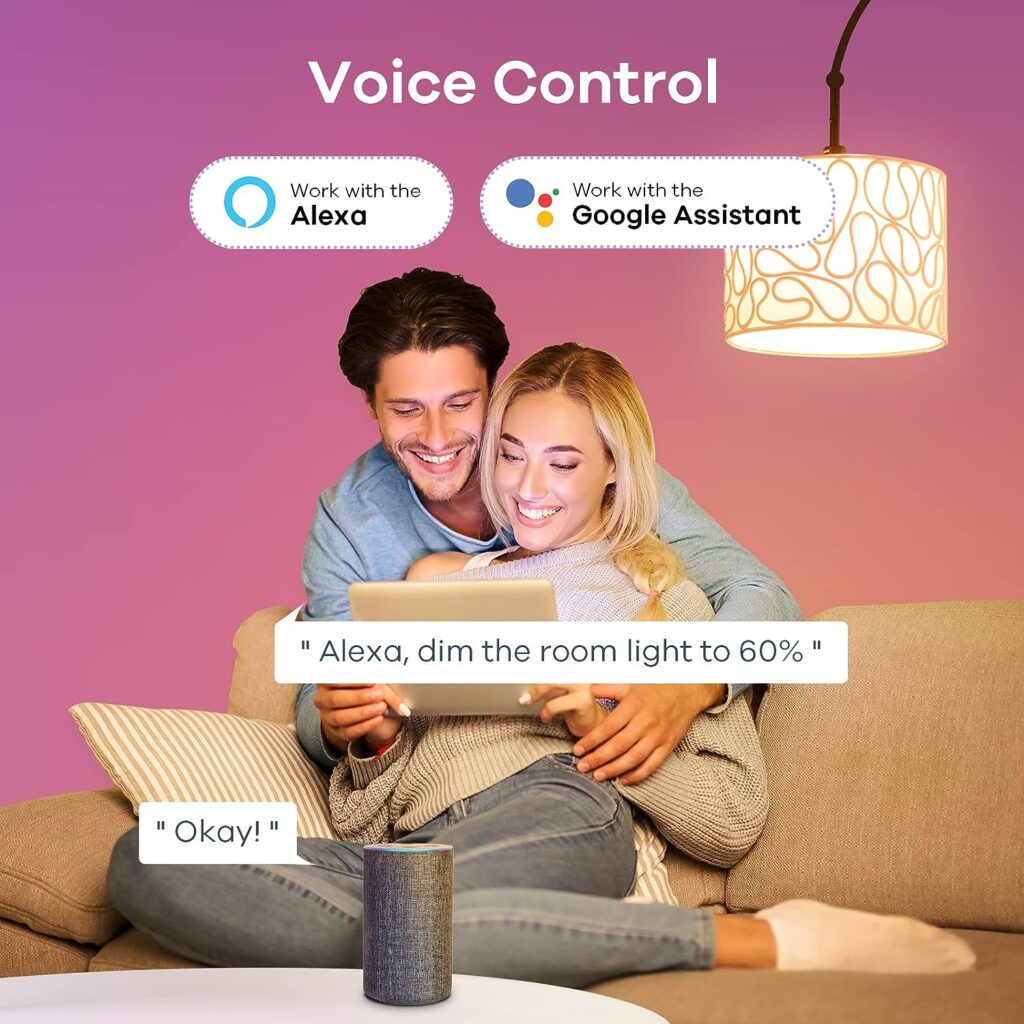 Linkind Smart Light Bulbs,Smart Bulb That Work with Alexa  Google Home,LED Light Bulbs Color Changing,A19 E26 2.4Ghz RGB WiFi Light Bulbs Dimmable 60W,800 Lumen,4 Pack