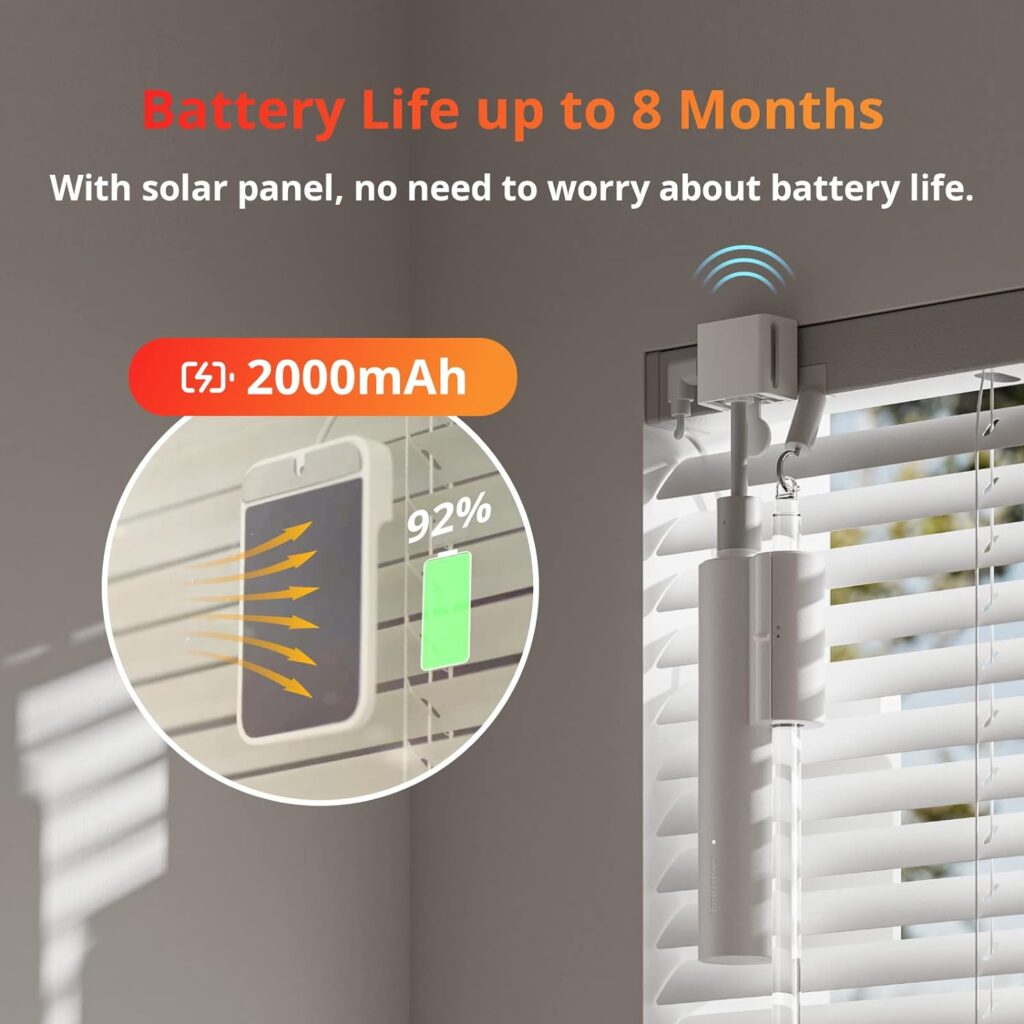 SwitchBot Blind Tilt Motorized Blinds - Smart Electric Blinds with Bluetooth Remote Control, Solar Powered, Light Sensing Control, Add SwitchBot Hub Mini to Make it Compatible with Alexa  Google Home