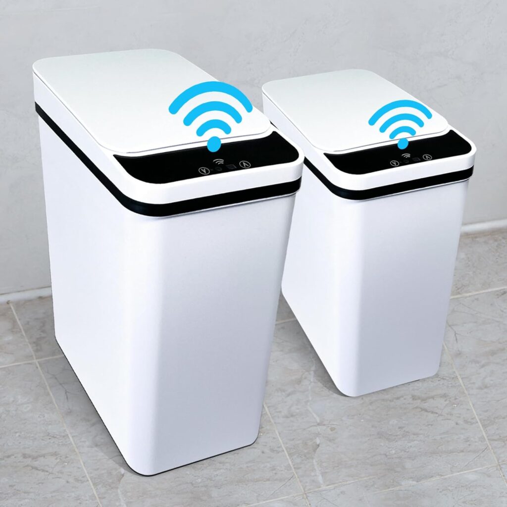 BIGEBAN 3.5 Gallon Touchless Kitchen Trash Can, Small Motion Sensor Smart Trash Can with Lid, Automatic Garbage Bin for Kitchen, Office, Bedroom, Living Room, Bathroom, Toilet(2 Pack)
