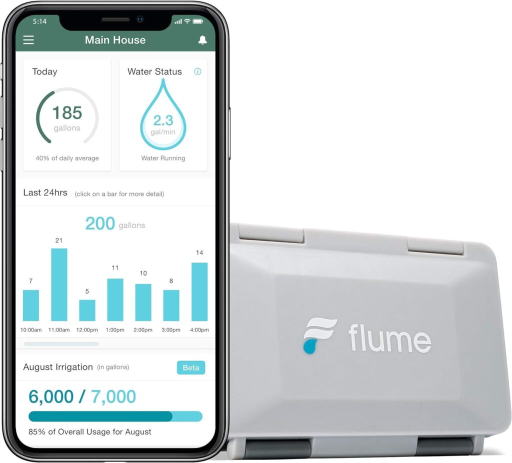 Flume 2 Smart Home Water Monitor  Water Leak Detector: Detect Water Leaks Before They Cause Damage. Monitor Your Water Use to Reduce Waste  Save Money. Installs in Minutes, No Plumbing Required