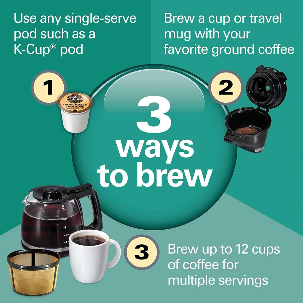 Hamilton Beach 49915 FlexBrew Trio 2-Way Coffee Maker, Compatible with K-Cup Pods or Grounds, Single Serve  Full 12c Pot, Black with Stainless Steel Accents, Fast Brewing: Home  Kitchen
