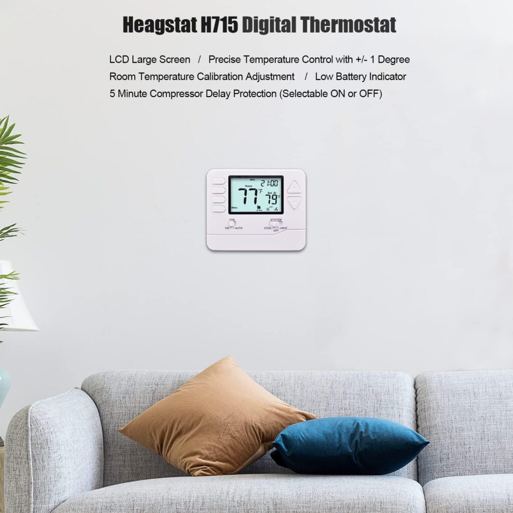 Heagstat 5-1-1 Day Programmable Thermostat for Home, up to 2 Heat/ 2 Cool, DIY Install - C-Wire Not Required