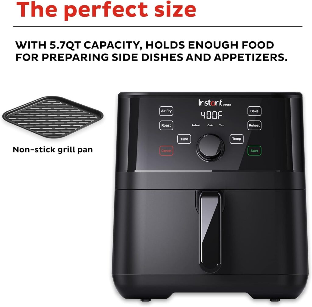 Instant Pot Vortex 5.7QT Air Fryer Oven Combo, From the Makers of Instant Pot, Customizable Smart Cooking Programs, Digital Touchscreen, Nonstick and Dishwasher-Safe Basket, App with over 100 Recipes