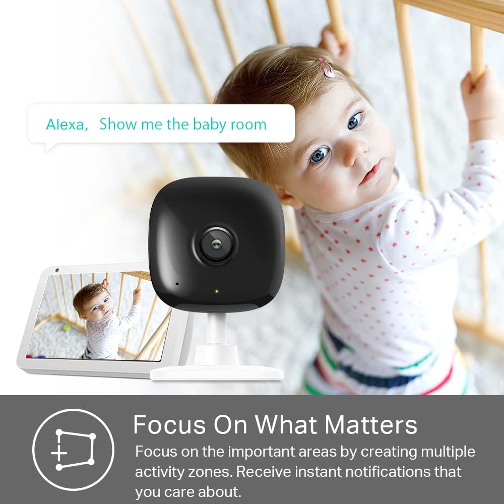 Kasa Smart Security Camera for Baby monitor, 1080p HD Indoor Camera for Home Security with Motion Detection, Two-Way Audio, Night Vision, Cloud  SD Card Storage, Works with Alexa  Google Home (EC60)