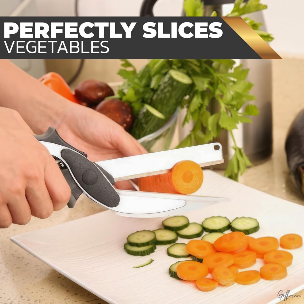 Kitchen Scissor Smart Cutting Board - Clever Cutter Kitchen Scissors Quick Vegetable cutter Vegetable Chopper - Fruit Cutter Tools Vegetable Slicer Food Chopper and Cutting Board Set