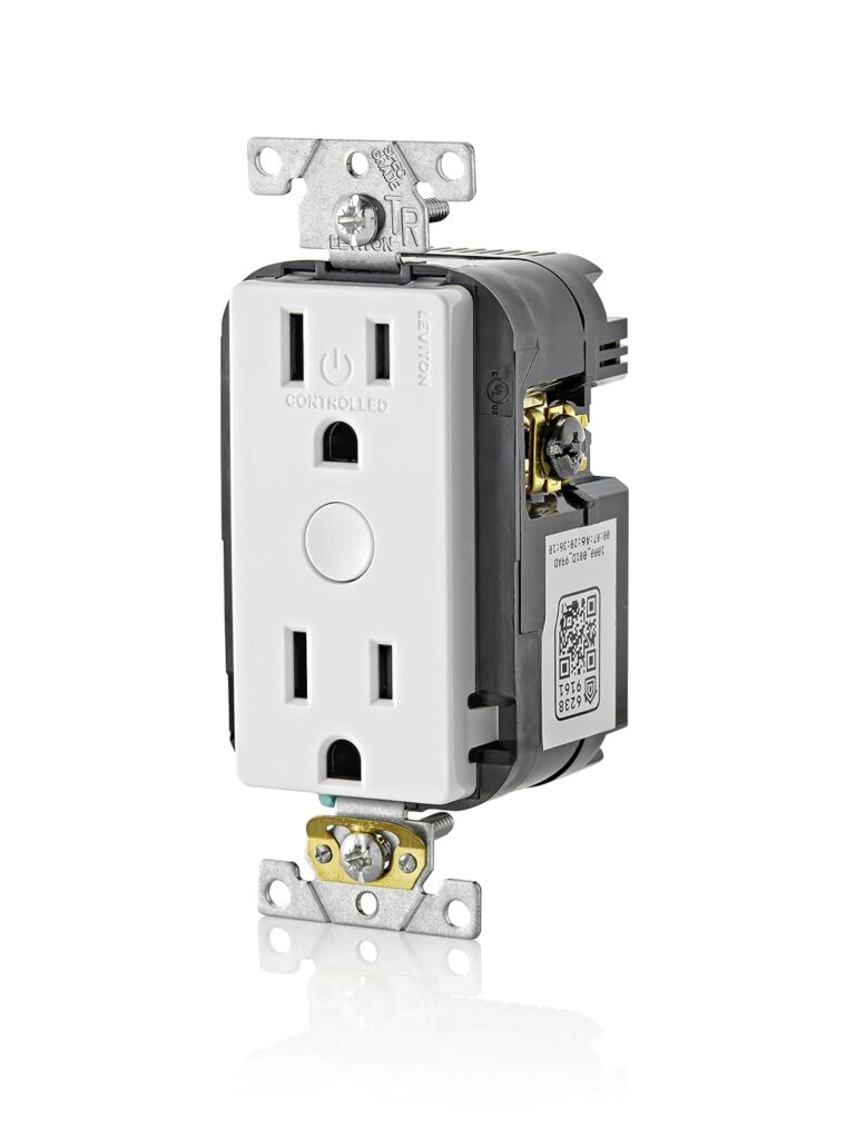 Leviton Decora Smart Outlet, Tamper-Resistant 15A, Wi-Fi 2nd Gen, Works with My Leviton, Alexa, Google Assistant, Apple Home/Siri  Wire-Free Companions for Switched Outlet, D215R-2RW, White