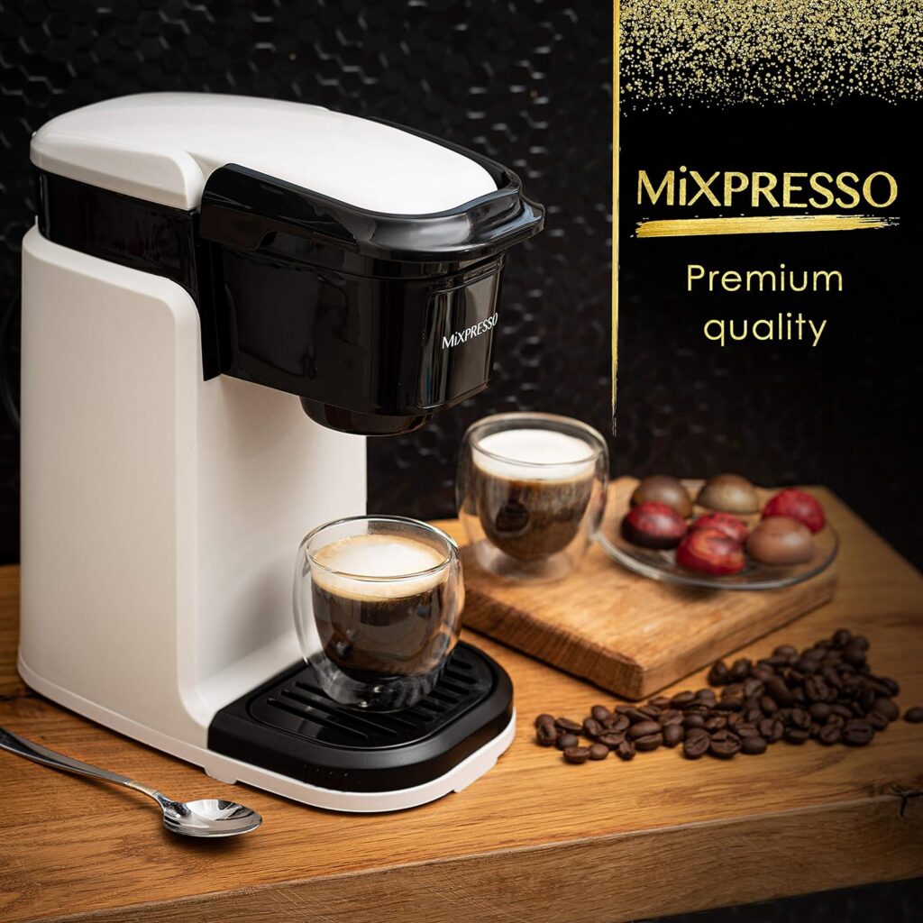 Mixpresso Single Cup Coffee Maker | Personal, Single Serve Coffee Brewer Machine, Compatible with Single-Cups | Quick Brew Technology, Programmable Features, One Touch Function (Black)