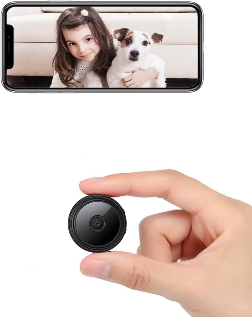 Olixm Camera Mini 1082P Smart Wireless Wireless WiFi Camera Home Security Surveillance Cam Car Tiny Nanny Cam, Small Portable Baby Cameras Dog Pet Camera for Indoor Outdoor Black