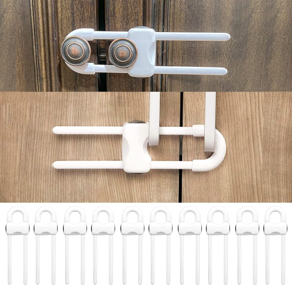 SMART CRAFTERS Child Safety Cabinet Locks - Secure Your Cabinets and Protect Your Kids with these Cabinet Locks for Babies - Organize Your Home Safely - Versatile and Easy-to-Use (Pack of 4, White)