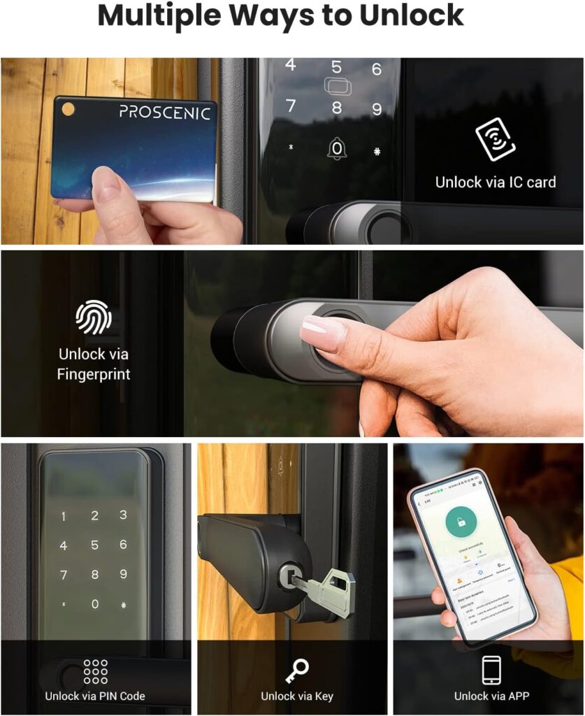 Smart Lock, Proscenic Keyless Entry Door Lock with Handle, Fingerprint Door Locks Support WiFi  Bluetooth, Touchscreen Electronic Door Locks with Keypads for Front Door, Bedroom, Home, Hotel, Airbnb - Amazon.com
