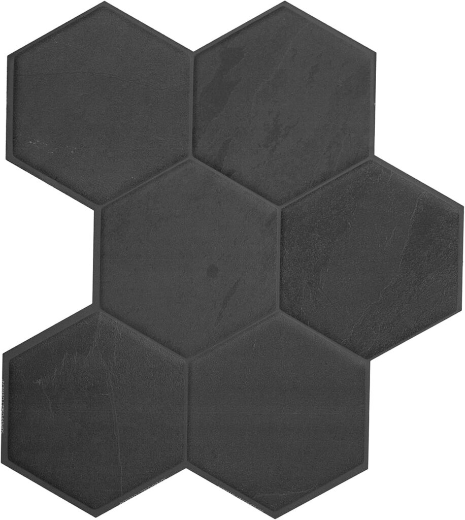 SMART TILES Peel and Stick Backsplash - 5 Sheets of 10.61 x 9.56 Matte Black - 3D Adhesive Peel and Stick Tile Backsplash for Kitchen, Bathroom, Wall Tile
