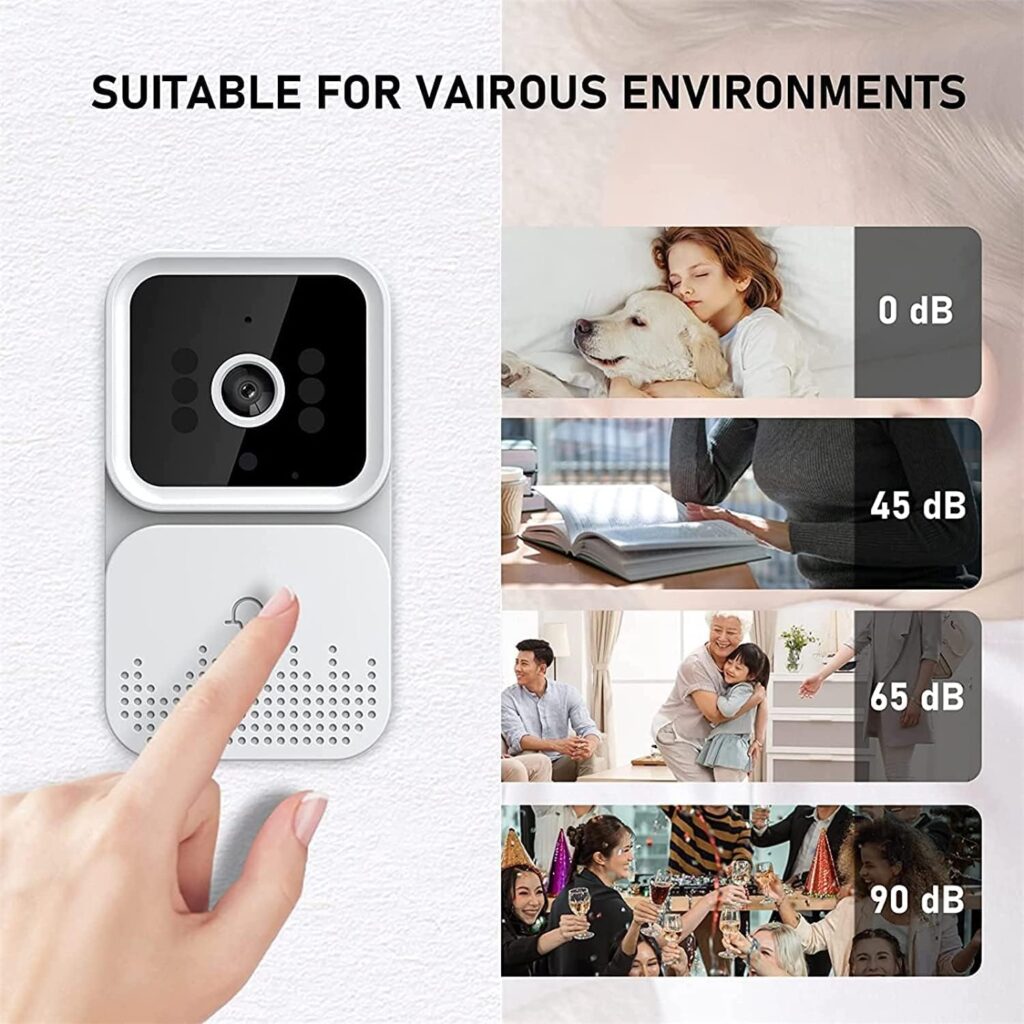Smart Video Doorbell Wireless with Chime Night Vision Cloud Storage for Home Apartment Office Room, 2-Way Audio,Cloud Storage