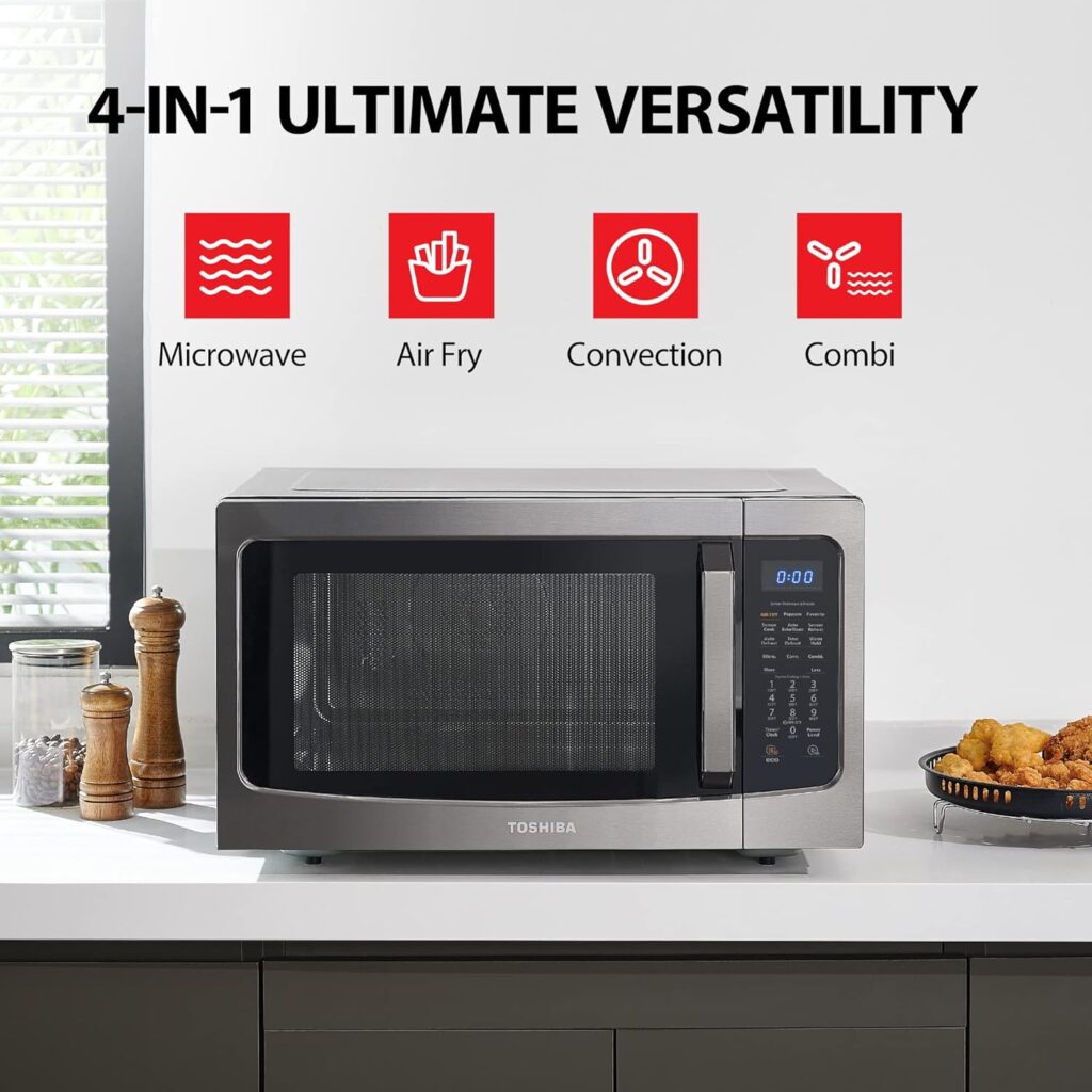 Toshiba 4-in-1 ML-EC42P(BS) Countertop Microwave Oven, Smart Sensor, Convection, Air Fryer Combo, Mute Function, Position Memory 13.6 Turntable, 1.5 Cu Ft, 1000W, Black: Home  Kitchen