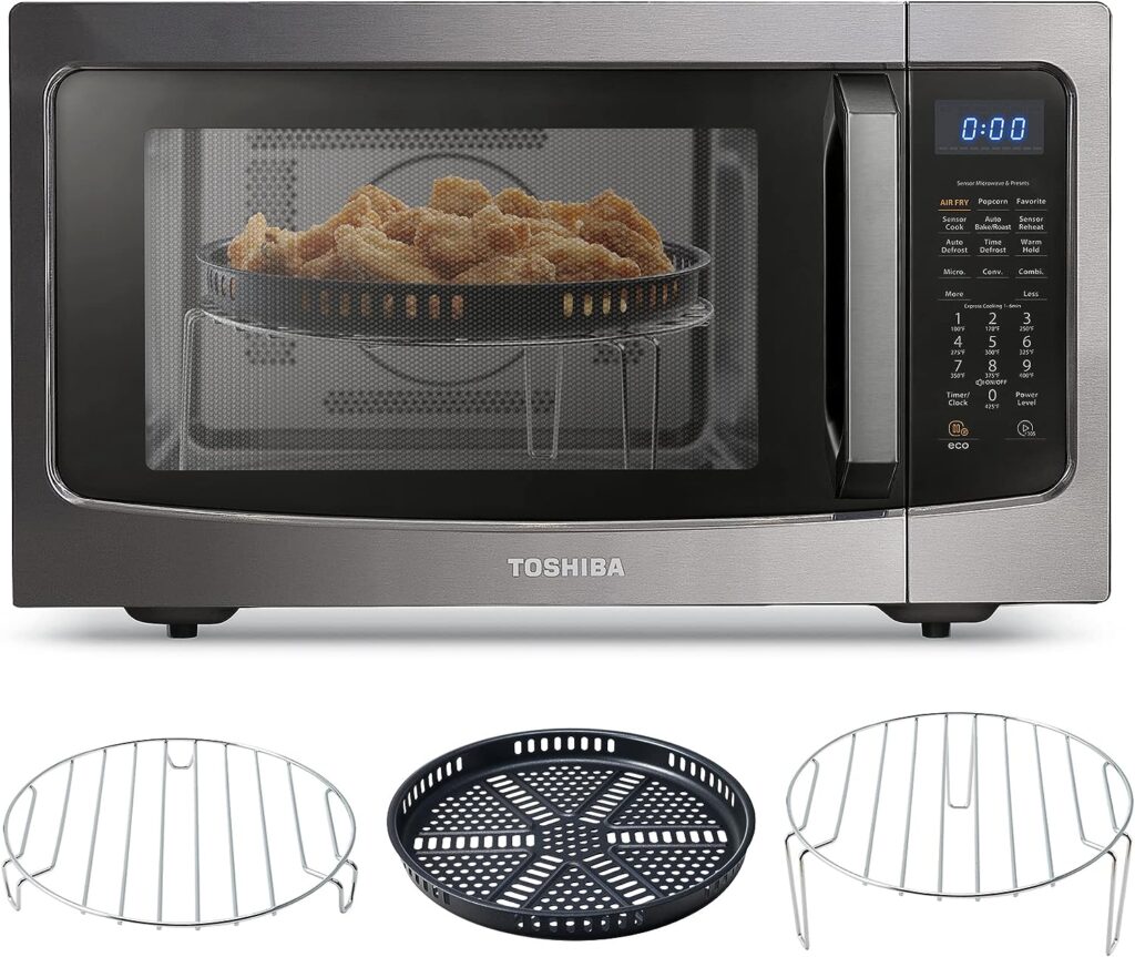 Toshiba 4-in-1 ML-EC42P(BS) Countertop Microwave Oven, Smart Sensor, Convection, Air Fryer Combo, Mute Function, Position Memory 13.6 Turntable, 1.5 Cu Ft, 1000W, Black: Home  Kitchen