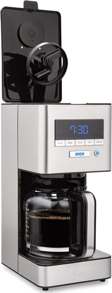 VINCI RDT 12 Cup Coffee Maker, with Patented Spinning Spray Head Technology, Bloom Setting, Brew to Pause, Stainless Steel Fully Programmable Electric Coffee Maker