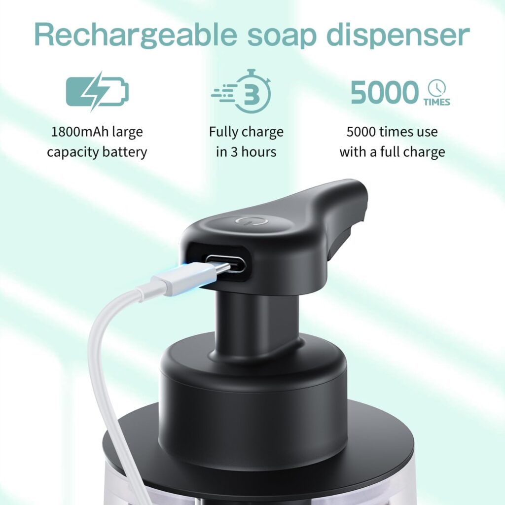 Automatic Soap Dispenser Liquid Hand Free Soap Dispenser Rechargeable Soap Dispenser Touchless Soap Dispenser Smart Electric Auto Dish Soap Dispenser for Bathroom, Kitchen