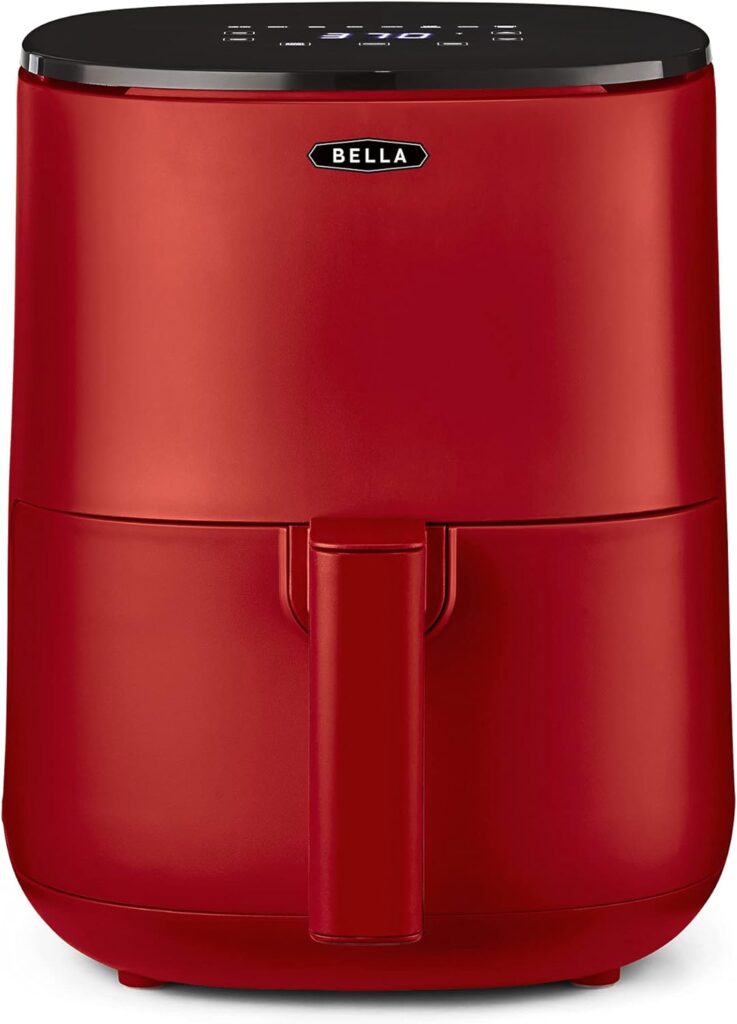 BELLA 3 Qt Touchscreen Air Fryer Oven and 5-in-1 Multicooker with Removable NonstickDishwasher Safe Crisping Tray and Basket, 1400 Watt Heating System, Matte Red