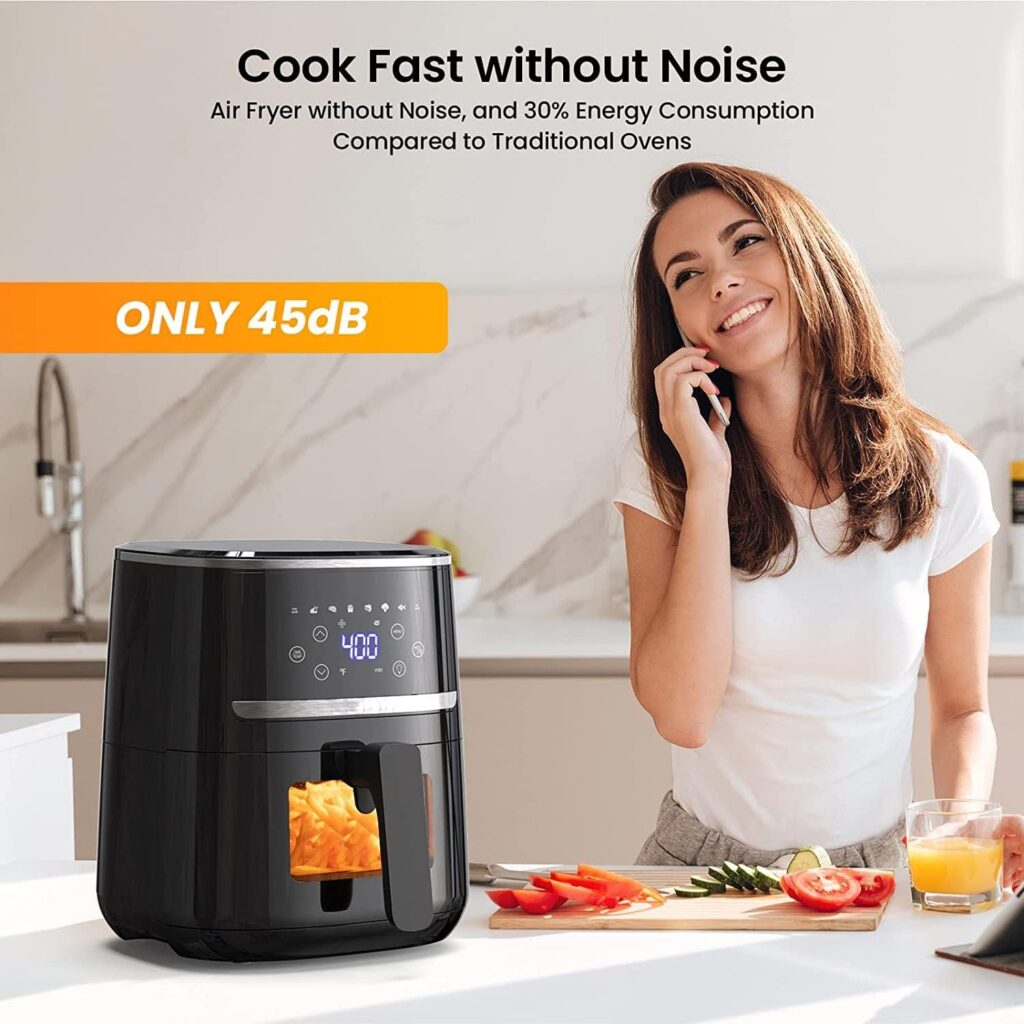 Grehge Adoolla Air Fryer Oven 5 Qt Large Oil Free Touch Screen 1500W Mini Oven Combo with 7 Accessories, One-Touch Digital Controls, Nonstick Tray