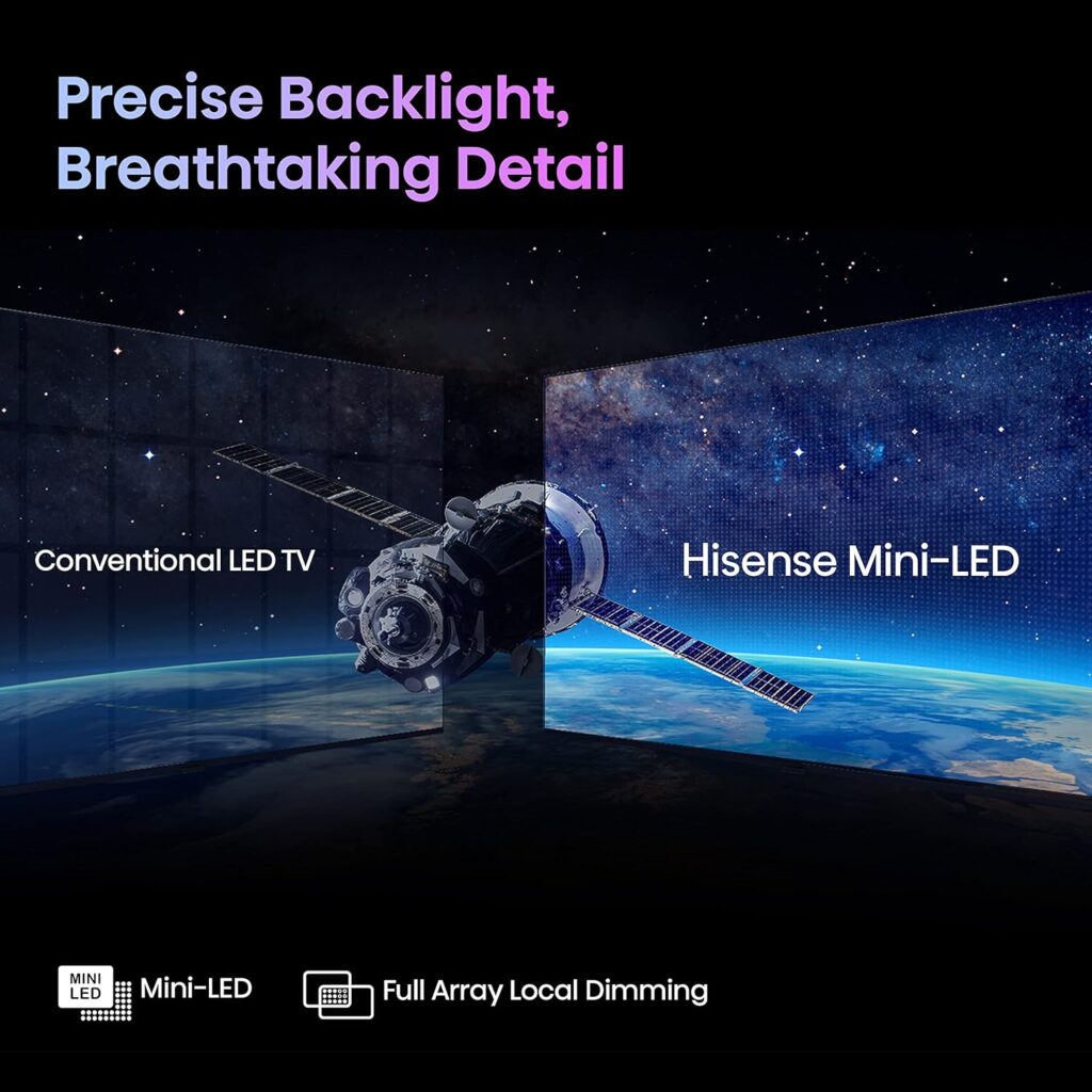 Hisense 55-Inch Class U7 Series Mini-LED ULED 4K UHD Google Smart TV (55U7K, 2023 Model) - QLED, Native 144Hz, 1000-Nit, Dolby Vision IQ, Full Array Local Dimming, Game Mode Pro, Alexa Compatibility
