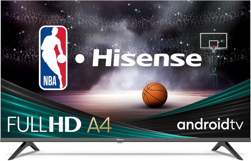 Hisense A4 Series 43-Inch Class FHD Smart Android TV with DTS Virtual X, Game  Sports Modes, Chromecast Built-in, Alexa Compatibility (43A4H, 2022 New Model) ,Black