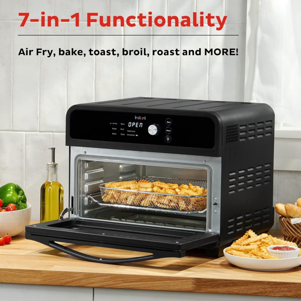 Instant Omni Air Fryer Toaster Oven Combo 19 QT/18L, From the Makers of Instant Pot, 7-in-1 Functions, Fits a 12 Pizza Oven, 6 Slices of Bread, App with Over 100 Recipes, Black Finish