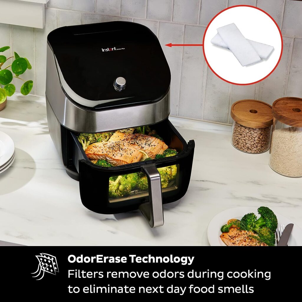 Instant Pot 6-Quart Air Fryer Oven, From the Makers of Instant with Odor Erase Technology, ClearCook Cooking Window, App with over 100 Recipes, Single Basket, Stainless Steel