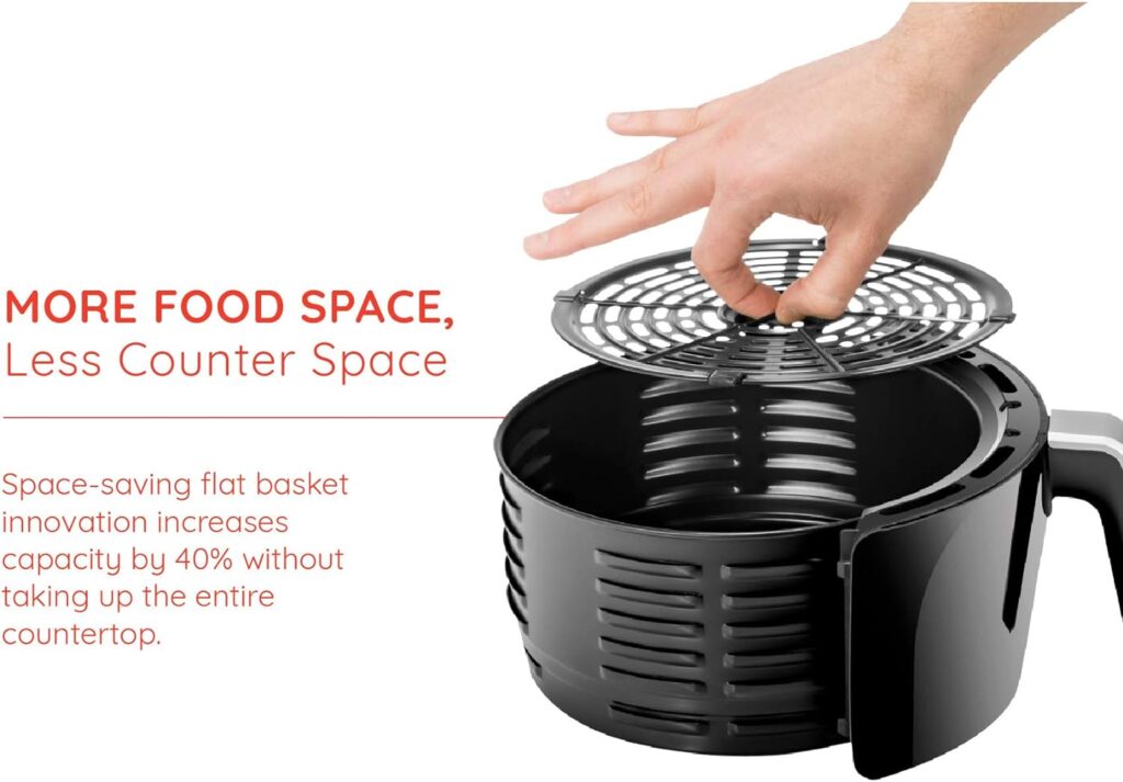 New House Kitchen Digital 3.5 Liter Air Fryer w/ Flat Basket, Touch Screen AirFryer, Non-Stick Dishwasher-Safe Basket, Use Less Oil For Fast Healthier Food, 60 Min Timer  Auto Shut Off, Black