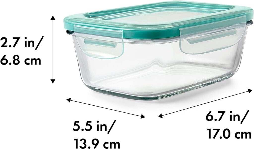 OXO Good Grips 3.5 Cup Smart Seal Glass Rectangle Food Storage Container, Clear  Good Grips 1.6 Cup Smart Seal Leakproof Glass Rectangle Food Storage Container
