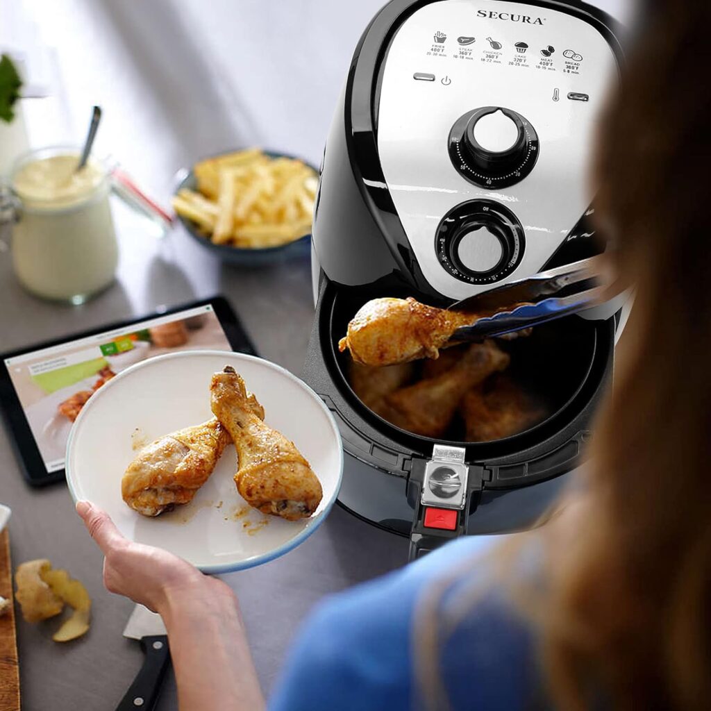 Secura Air Fryer 3.4Qt / 3.2L 1500-Watt Electric Hot XL Air Fryers Oven Oil Free Nonstick Cooker with/Recipes for Frying, Roasting, Grilling, Baking