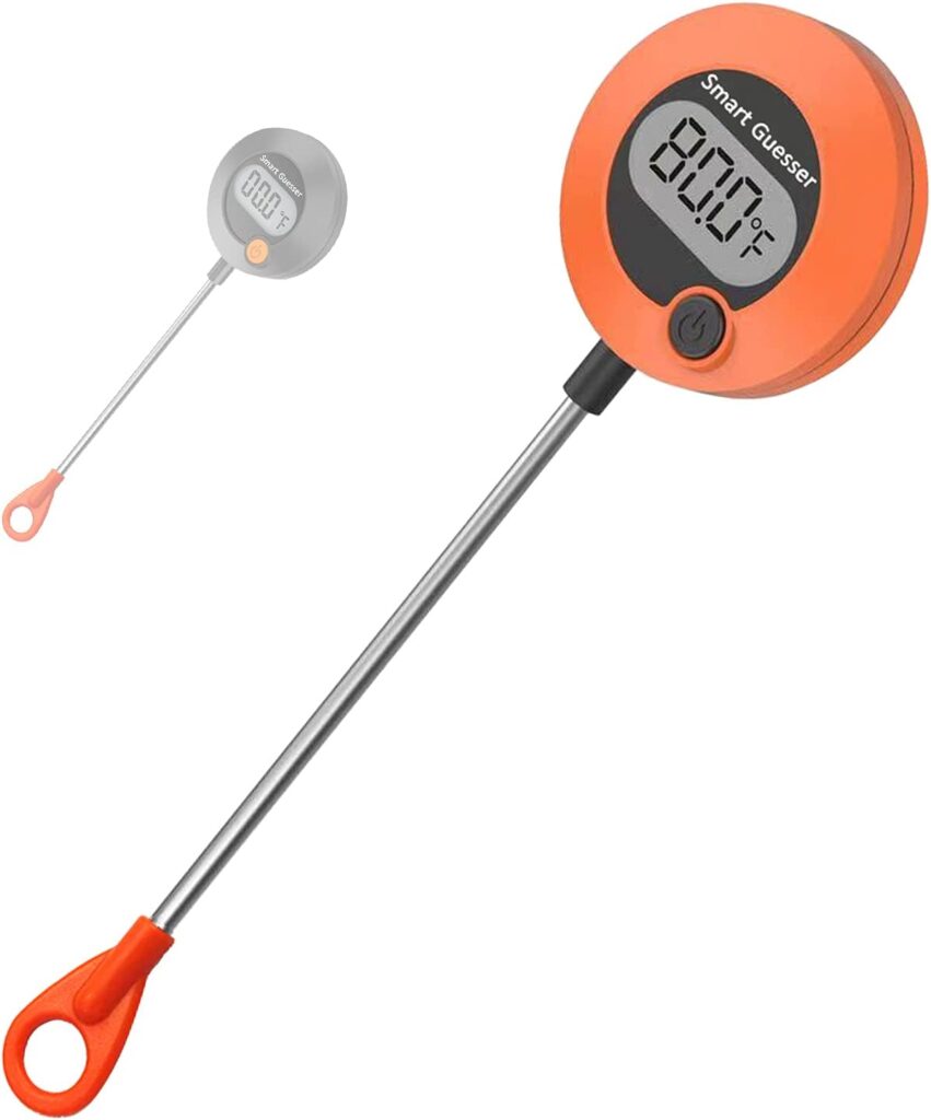 Smart Guesser Digital Meat Thermometer Kitchen Cooking-Instant Read Food Thermometer for Meat, Deep Frying, Baking,Grilling BBQ Round Shape -Orange