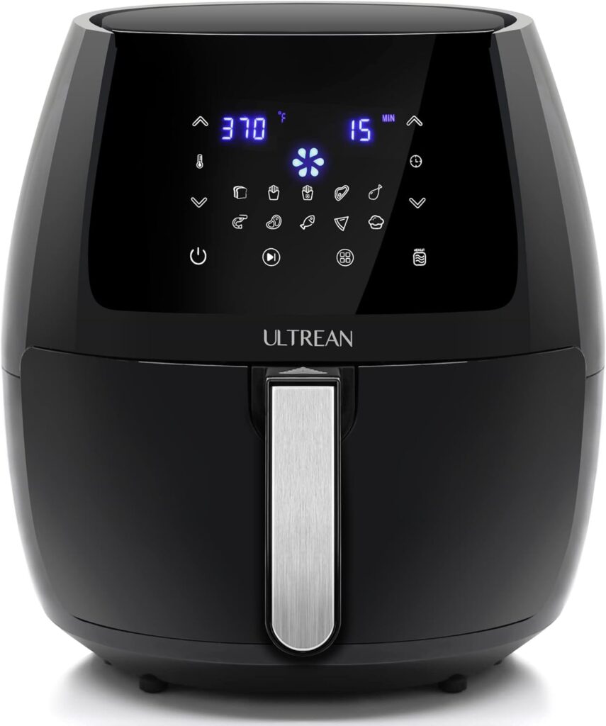 ULTREAN 5.8 Quart Air Fryer, Large Family Size Electric Hot Air Fryers Oilless Cooker with 10 Presets, Digital LCD Touch Screen, Nonstick Basket, 1700W, UL Listed (Black)