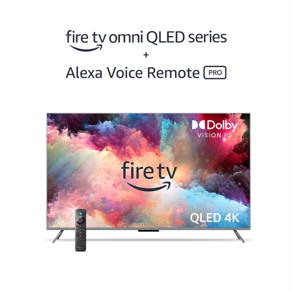 Amazon Fire TV 75 Omni QLED Series 4K UHD smart TV with Alexa Voice Remote Pro