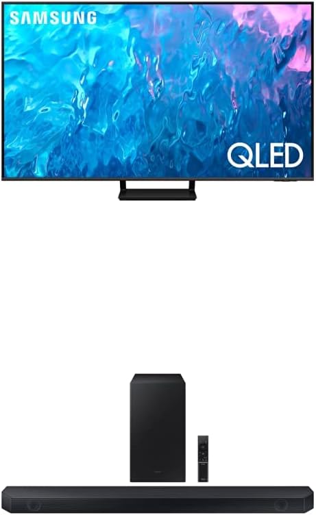 SAMSUNG 65-Inch Class QLED 4K Q70C Series Quantum HDR,Dual LED,Smart TV with Alexa Built-in(QN65Q70C,2023 Model) HW-Q600C 3.1.2ch Soundbar w/Dolby Audio,TapSound,Compatible with Alexa(NewestModel)
