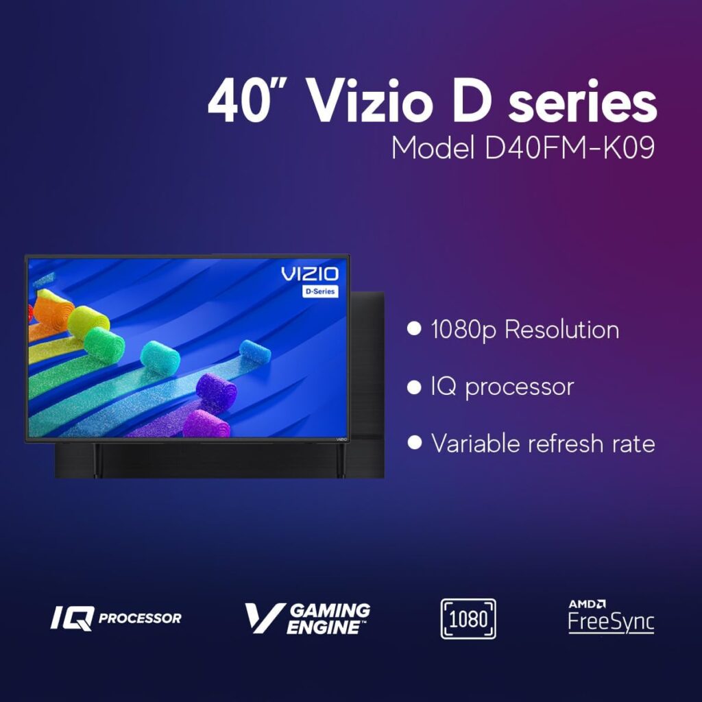 VIZIO 40 D-Series FHD LED Smart TV, Bluetooth Capable with Smartcast Built-in + Wall Mount Included (No Stands) D40FM-K09 (Renewed)
